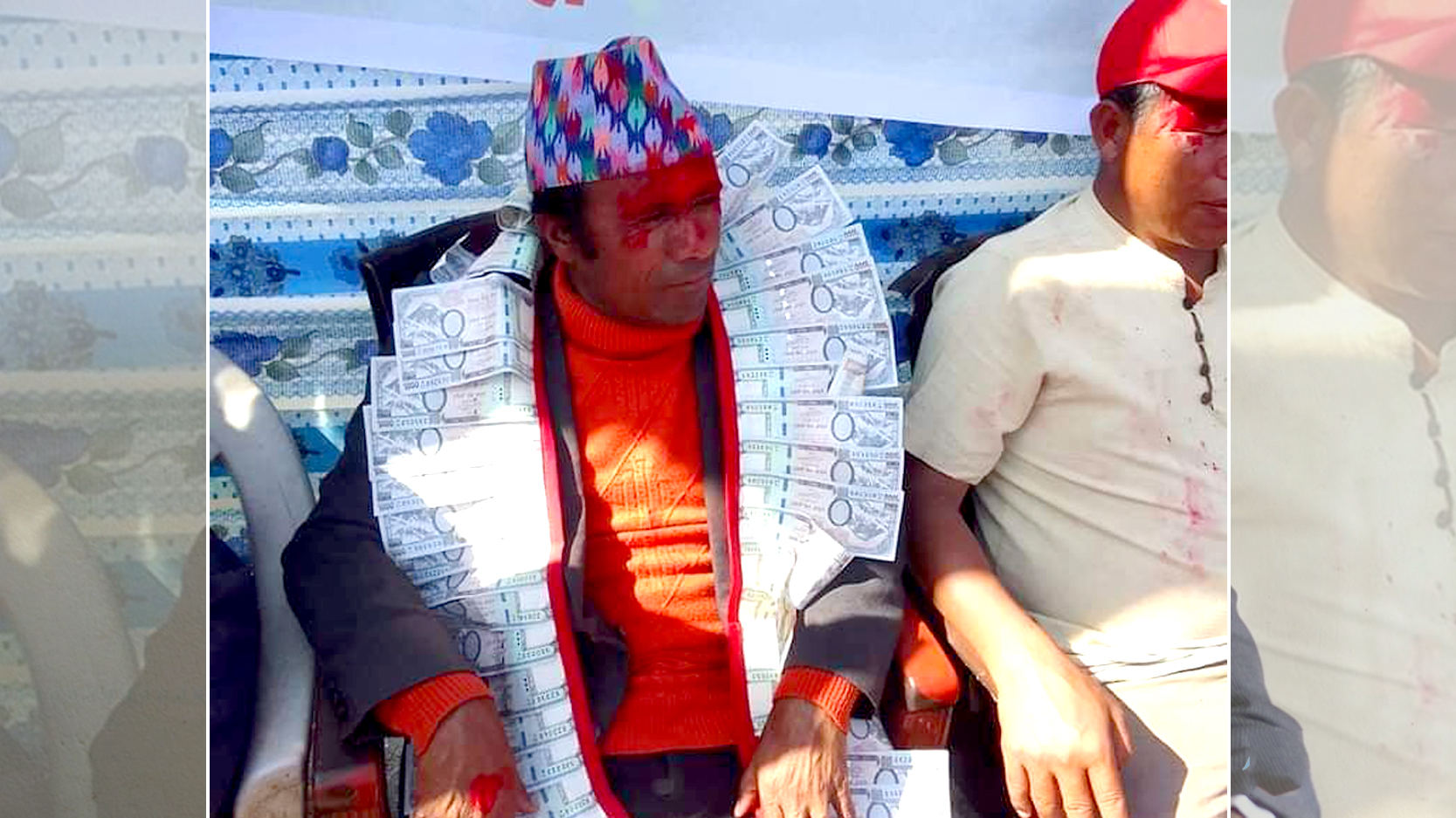 आफ्नै प्रतिस्पर्धीलाई एक लाख रुपैयाँको नोटको माला लाउँदै उम्मेदवारी फिर्ता