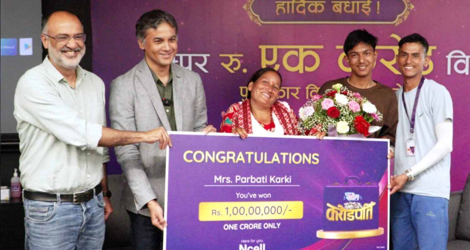 धादिङकी पार्वती कार्किले जितिन् एनसेल करोडपति उपहार योजना मार्फत एक करोड